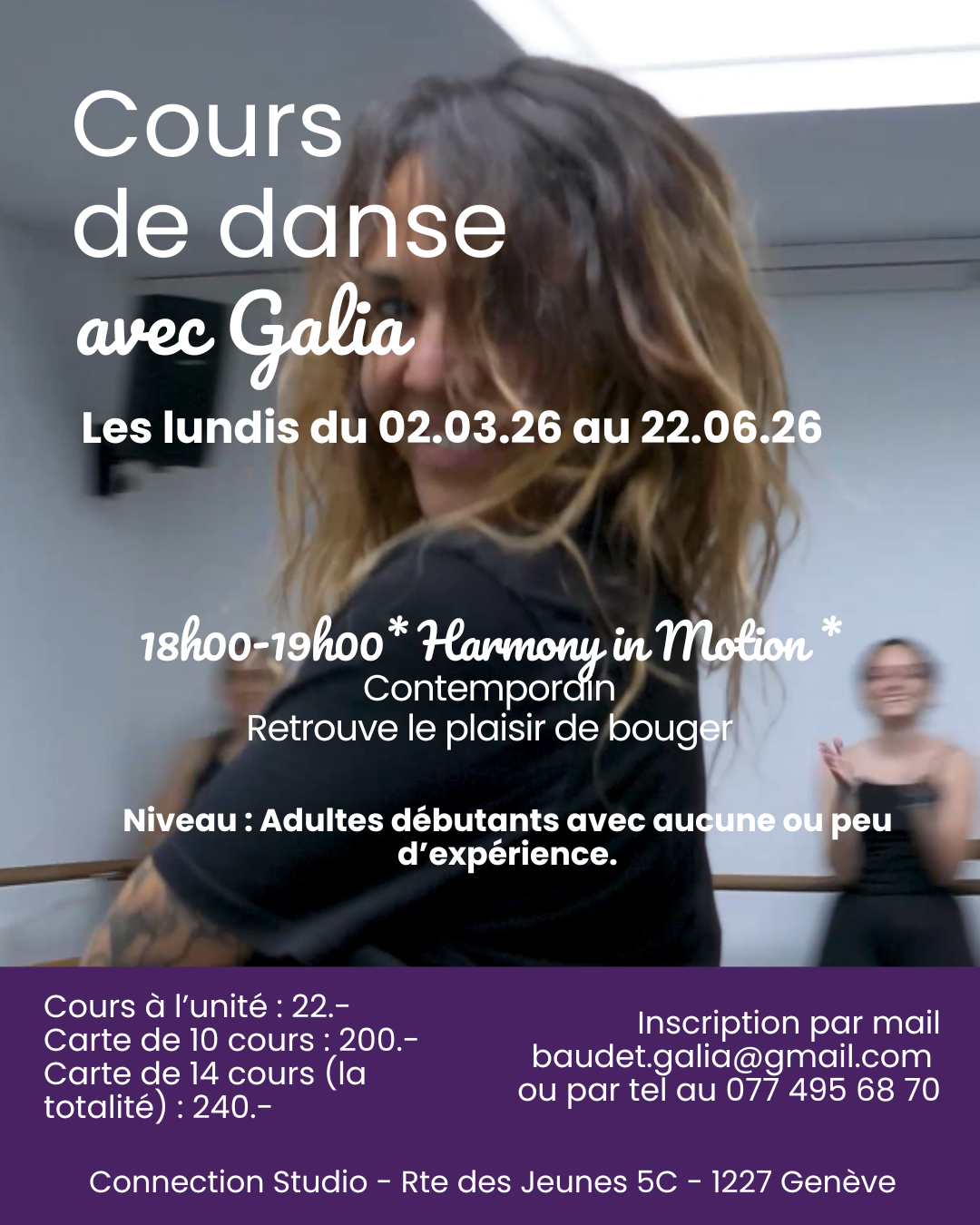Flyer des cours de danse Genève